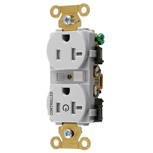 Hubbell Wiring Device - Hubbell HBL5362C1WHITR1/2 CONTROLLED IND 20A 125V, TR DUP, WH