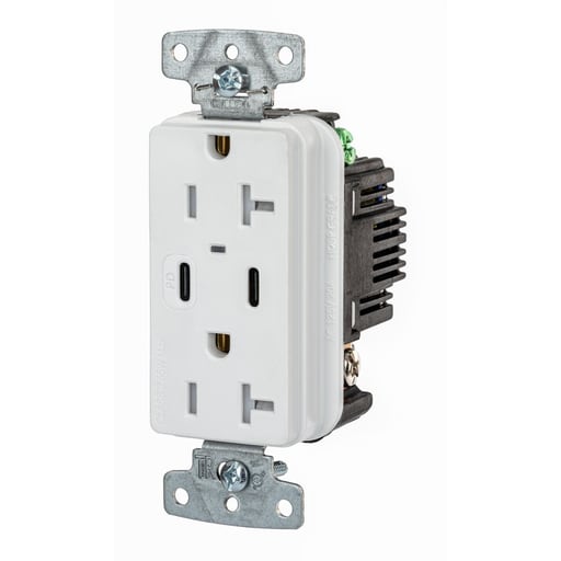 Hubbell Wiring Device - HWDK USB20CPDW RCPT DUP 20A 125V US