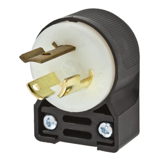 Hubbell Wiring Device - Hubbell HBL4570CA 15 Amp 250 Volt Black/White L6-15P Locking Angled Plug