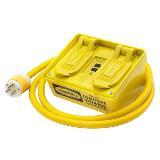 Hubbell Wiring Device - Hubbell GFP15M 15 Amp 120 VAC 5-15R Yellow Manual Set Multiple Outlet Portable GFCI