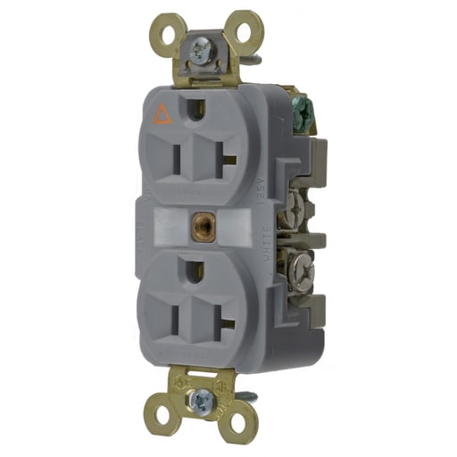 Hubbell Wiring Device - Hubbell IG5362GY 20 Amp 125 Volt 2-Pole 3-Wire NEMA 5-20R Gray Isolated Ground Straight Blade Duplex Receptacle