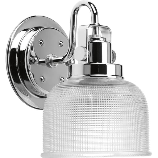 Progress Lighting - Progress P2989-15 Archie Collection One-Light Polished Chrome Clear Double Prismatic Glass Coastal Bath Vanity Light