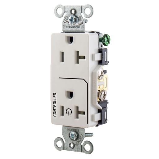 Hubbell Wiring Device - Hubbell DR20C1WHI1/2 CONTROLLED 20A 125V, B/S, DECO, WH