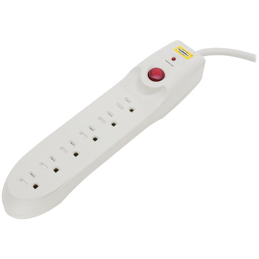 Hubbell Wiring Device - Hubbell HBL6PS350A 6 Foot 6 Outlet Office White Non-Metallic Strip