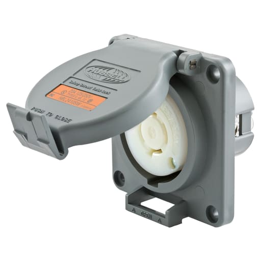 Hubbell Wiring Device - Hubbell HBL2410SW 20 Amp 125/250 Volt 3-Pole 4-Wire NEMA L14-20R Gray Watertight Locking Receptacle