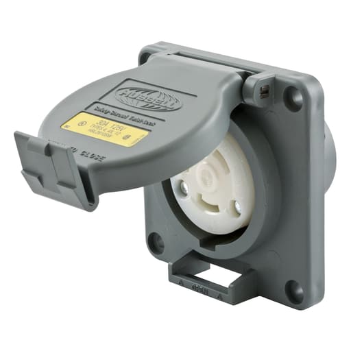 Hubbell Wiring Device - Hubbell HBL2610SW 30A 125V 2Pole, 3 Wire Grounding, Locking Watertite Single Receptacle, NEMA L5-30R - Gray
