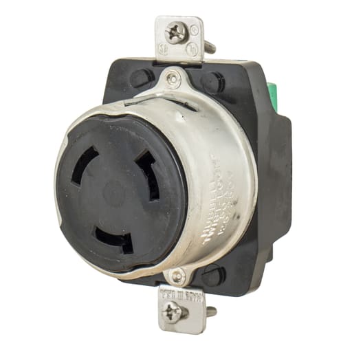 Hubbell Wiring Device - Hubbell HBL63CM69 50 Amp 125/250 Volt 3-Pole 4-Wire Yellow Locking Receptacle
