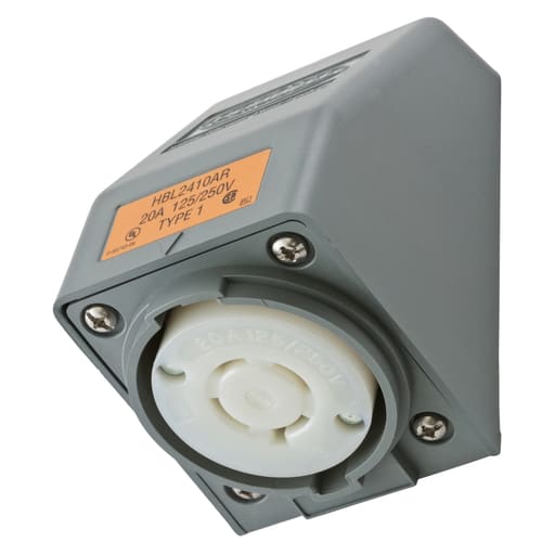 Hubbell Wiring Device - Hubbell HBL2410AR Locking S/SHRD Receptacle, L14-20R, ANG SRF MT