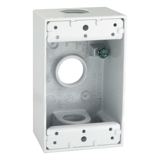 Raco Manufacturing - Bell 5324-1 1-Gang Weatherproof Box, Three 3/4 in. Threaded Outlets, White