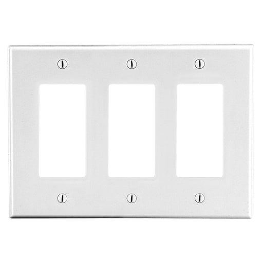 Hubbell Wiring Device - Hubbell P263W 3-Gang Decorator Wallplate, White