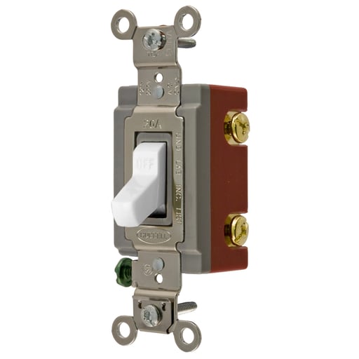 Hubbell Wiring Device - Hubbell HBL1222W 20 Amp 120/277 VAC 2-Pole White Toggle Switch