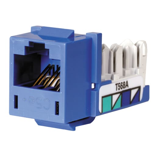 Hubbell Wiring Device - Hubbell HXJ5EB 8-Position Blue T568A/T568B Category 5E Modular Keystone Jack