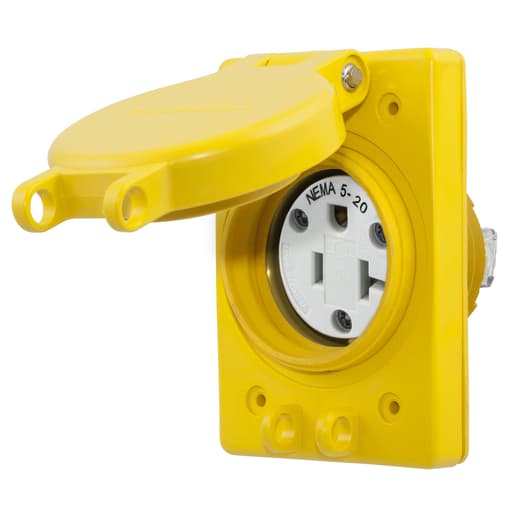 Hubbell Wiring Device - Hubbell HBL60W33 20 Amp 125 Volt 2-Pole 3-Wire Yellow Straight Blade Receptacle