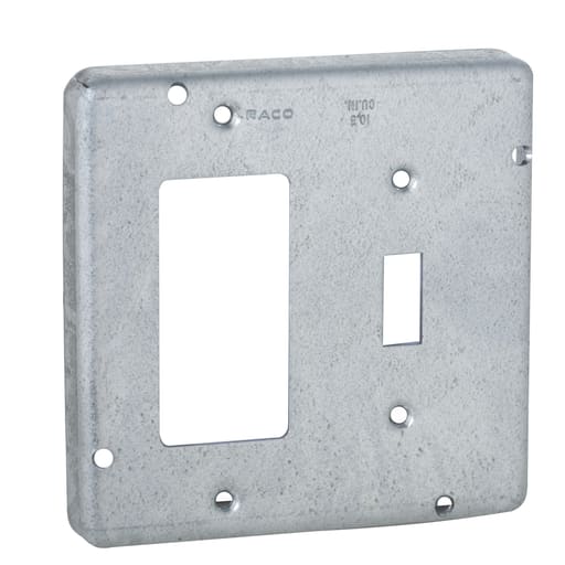Raco Manufacturing - Raco 858 4-11/16" Square Cover, Exposed Work, Toggle Switch/GFCI