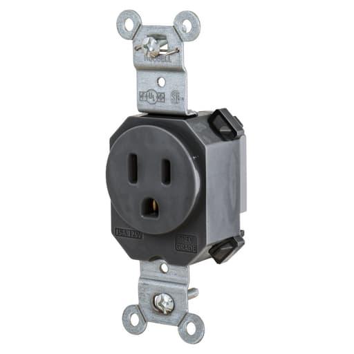 Hubbell Wiring Device - HCI SNAP5261BK SNAP SGL RCPT 5-15R,