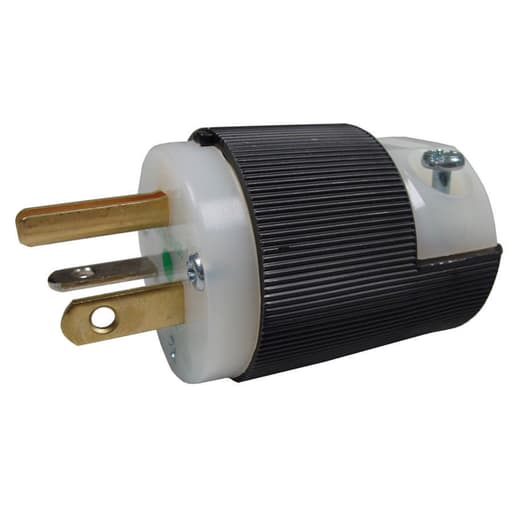 Hubbell Wiring Device - Hubbell HBL8315C 20 Amp 125 Volt 2-Pole 3-Wire NEMA 5-20P Black/White Nylon Straight Blade Plug