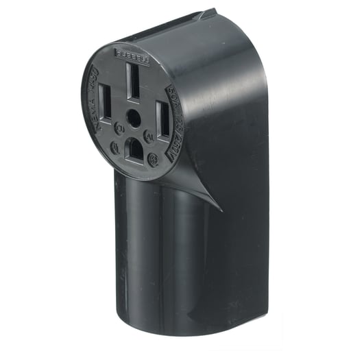 Hubbell Wiring Device - Hubbell RR350 50 Amp 125/250 Volt 3-Pole 3-Wire NEMA 10-50R Black Range and Dryer Power Receptacle