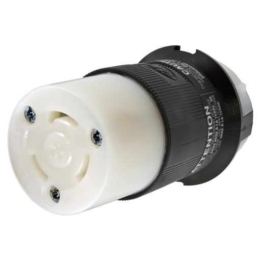 Hubbell Wiring Device - Hubbell HBL3333C 30 Amp 125/250 Volt 3-Pole 3-Wire Non-NEMA Black and White Nylon Locking Connector