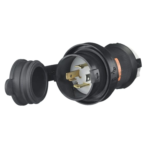 Hubbell Wiring Device - Hubbell HBL2711SW 30 Amp 125/250 Volt 3-Pole 4-Wire NEMA L14-30P Black and White Watertight Locking Plug