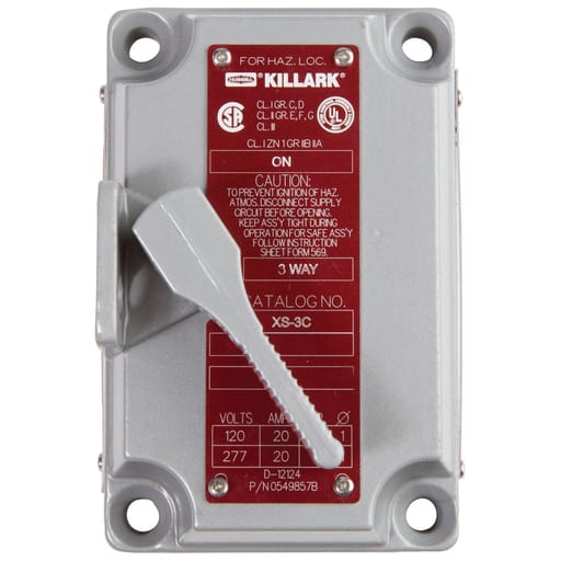 Killark - Killark XS-3C XS Series - Aluminum 3-Way/SPDT (No Center Off) Tumbler Switch Cover With Device - 20A