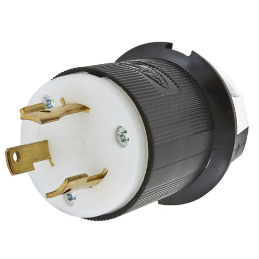 Hubbell Wiring Device - Hubbell HBL2641 30 Amp 480 Volt 2-Pole 3-Wire NEMA L8-30P Black and White Locking Plug