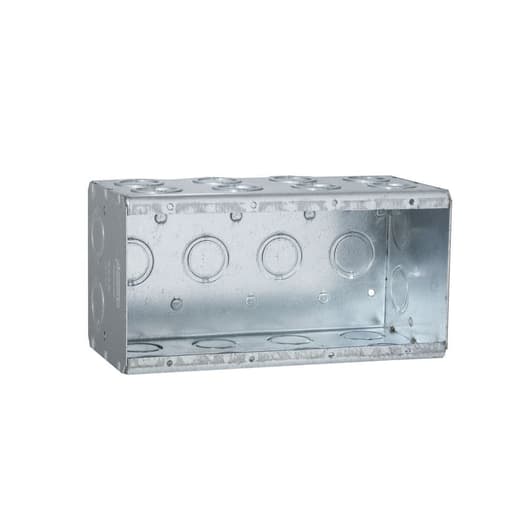 Raco Manufacturing - Raco 698 Steel Masonry Box, 4 Device, Non-gangable, 3-1/2" Deep, 1/2" & 3/4" End Knockouts