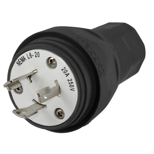 Hubbell Wiring Device - HWDK HBL26W48BK PLUG, NEMA L6-20P,