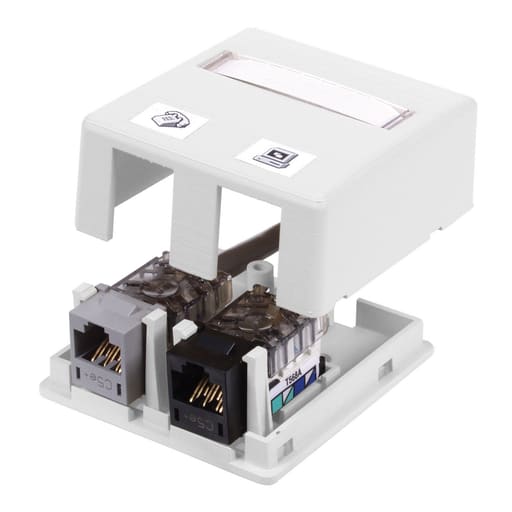 Hubbell Wiring Device - Hubbell ISB2W 2-Port White High Impact Resistant Flame Retardant Polymer Surface Mount Box