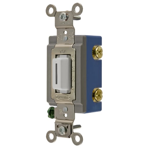 Hubbell Wiring Device - Hubbell HBL1201LW SP TOG, IND GRD, 15A 120/277V, LK, WH