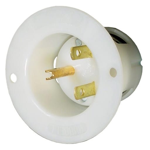 Hubbell Wiring Device - Hubbell HBL5678CFlanged-INLET, 15A 250V, 6-15P, WH