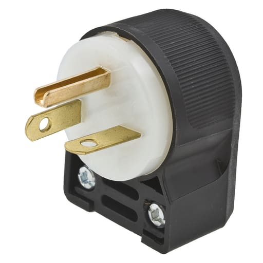 Hubbell Wiring Device - Hubbell HBL5466CA 20 Amp 250 Volt 2-Pole 3-Wire NEMA 6-20P Black/White Nylon Straight Blade Angle Plug