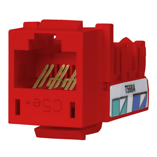 Hubbell Wiring Device - Hubbell Wiring Devices HXJ5ER 8-Position Red T568A/T568B Category 5E Modular Keystone Jack