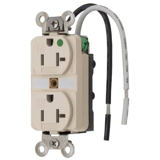 Hubbell Wiring Device - Hubbell HBL8300SGLADUP Receptacle, TAMP-RES, 20A 125V, 5-20R, LA