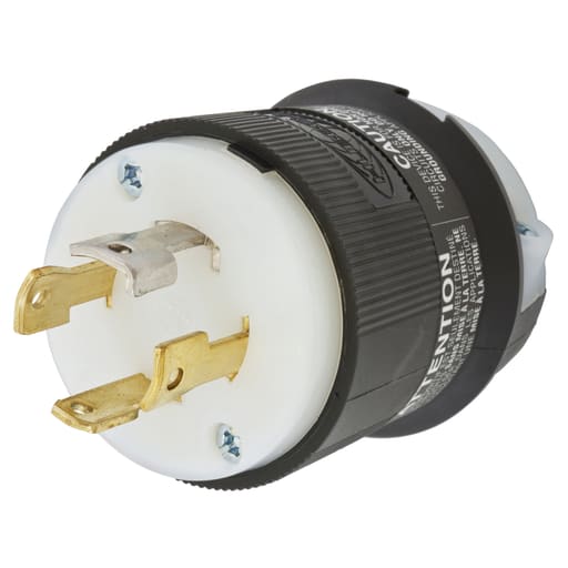 Hubbell Wiring Device - Hubbell HBL2751 30 Amp 120/208 VAC 4-Pole 4-Wire NEMA L18-30P Black and White Locking Plug