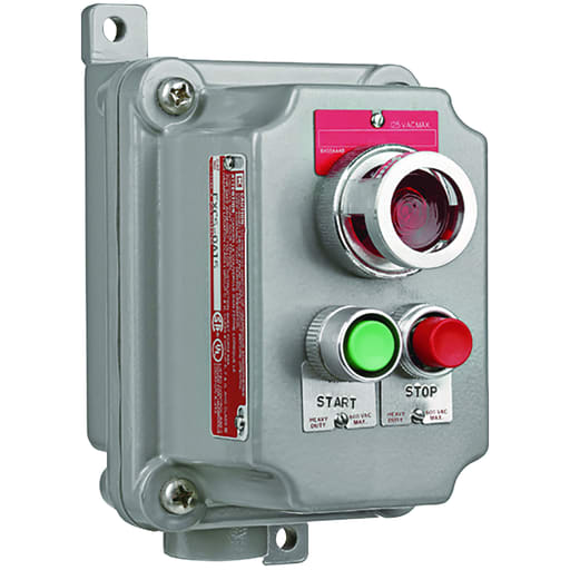Killark - Killark FXCS-2A15 FXCS Momentary Contact, 2 Mini Push Button- 1 Pilot Light- Red Lens- Cover and Dead-End Box, 3/4" Hub