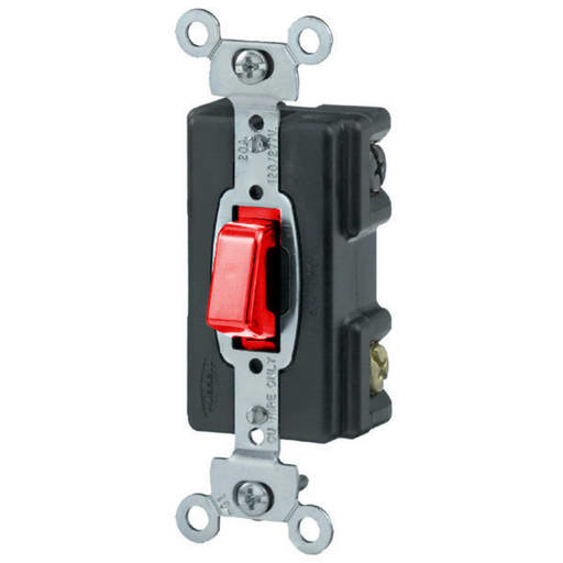 Hubbell Wiring Device - Hubbell HBL1297 20 Amp 120 VAC 1-Pole Red Toggle Switch