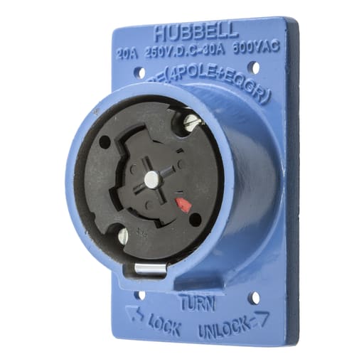 Hubbell Wiring Device - Hubbell HBL25403H/LOCK Receptacle, 4P5W, 30A 600V