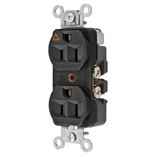 Hubbell Wiring Device - Hubbell CR5252IGBKDUP Receptacle, IG, CONST GRD, 15A 125V, BK