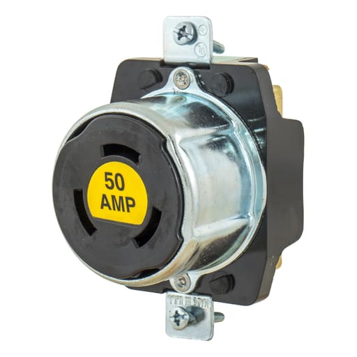 Hubbell Wiring Device - Hubbell HBL7379 50 Amp 600 VAC and 250 VDC 3-Pole 4-Wire Black Locking Receptacle