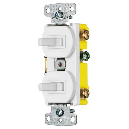 Hubbell Wiring Device - Hubbell Wiring Devices RC303W 15 Amp 120 VAC 3-Way White Combination Switch
