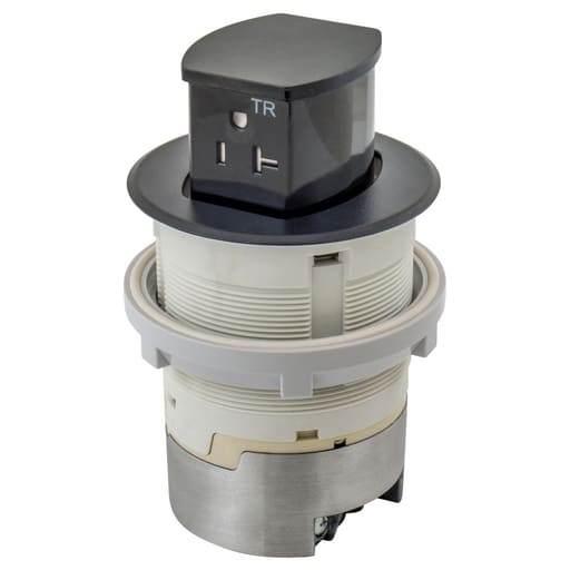 Hubbell Wiring Device - Hubbell RCT220BK Tamper-Resistant Pop-Up Countertop Receptacle 20A 125V