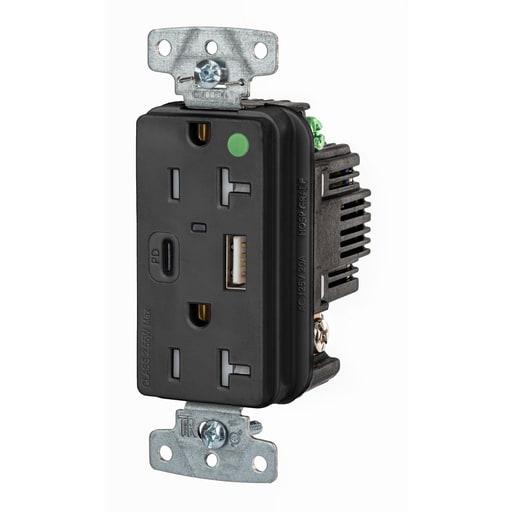 Hubbell Wiring Device - HWDK USB8300ACPDBK RCPT HG DUP 20A