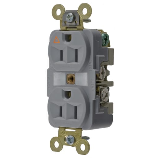 Hubbell Wiring Device - Hubbell IG5262GYDUP Receptacle, IG, 15A 125V, 5-15R, GY