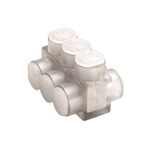 Burndy - Burndy BIBD6003 Aluminum Multiple Tap Connector, Clear Insulated, 3 Port, 2 Sided Entry, 4 AWG-600 kcmil, Al/Cu Rated
