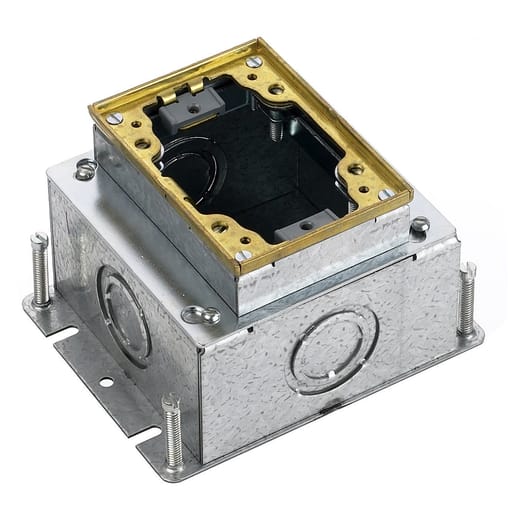 Hubbell Wiring Device - Hubbell B2431 1-Gang 60 In? Brass Stamped Steel Rectangular Floor Box