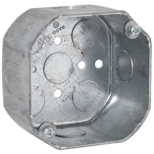 Raco Manufacturing - Raco 165 4" Octagon Box, 2-1/8" Deep, 1/2" Side Knockouts
