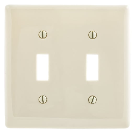 Hubbell Wiring Device - Hubbell NP2LA 2-Gang Light Almond Nylon Standard 2-Toggle Switch Wallplate