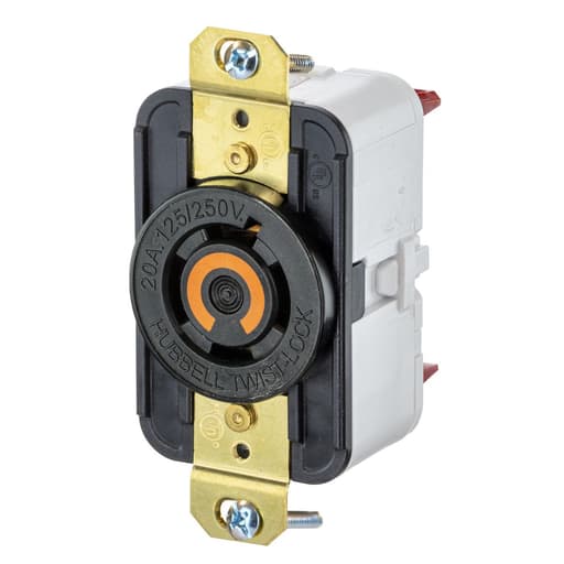 Hubbell Wiring Device - Hubbell HBL2410ST 20A, 125/250V AC, 3 Pole Spring Termination Single Flush Receptacle