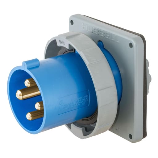 Hubbell Wiring Device - Hubbell HBL430B9W 30 Amp 250 Volt 3-Phase 3-Pole 4-Wire Watertight IEC Pin and Sleeve Inlet