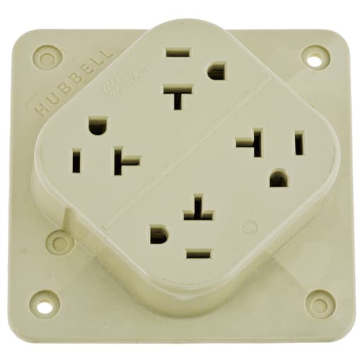 Hubbell Wiring Device - Hubbell HBL420I 20 Amp 125 Volt 2-Pole 3-Wire NEMA 5-20R Ivory Straight Blade Receptacle